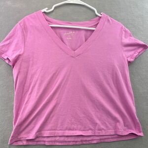 Universal Thread T-Shirt Women XL Pink Good V-Neck Short Sleeve 100% Cotton Tee